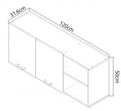 Corp suspendat bucatarie PAL Sarona, 120 cm, alb/antracit