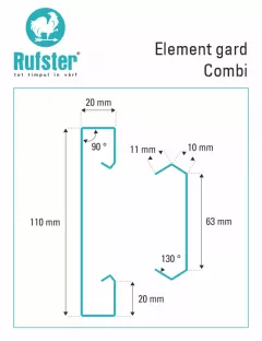 Element combinat pentru gard, Rufster, grosime tabla 0,5 mm, culoare RAL 7016 MS (gri-grafit) + Stejar Auriu, lungime variabila