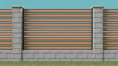 Element combinat pentru gard, Rufster, grosime tabla 0,5 mm, culoare RAL 7016 MS (gri-grafit) + Stejar Auriu, lungime variabila