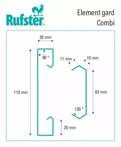 Element orizontal - Element combinat pentru gard, Rufster, grosime tabla 0,5 mm, culoare RAL 9005 MS (negru) + RAL 7016 MS (gri-antracit), lungime variabila, olint.ro