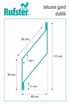 Element jaluzea dubla, Rufster, pentru gard, finisaj mat structurat, culoare visiniu RAL 3005 MS, lungime variabila, grosime 0.5 mm