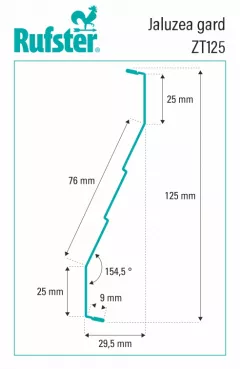 Element jaluzea gard Rufster ZT125, grosime tabla 0,50 mm, RAL 9005 MS, negru mat structurat, lungime variabila, vopsit pe ambele fete