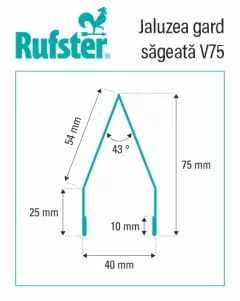 Element jaluzea simetric, Rufster tip sageata V75, pentru gard, finisaj mat structurat, culoare maro-grafit RAL 8019 MS, lungime variabila, grosime 0.5 mm