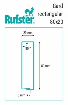 Element rectangular pentru gard, Rufster, dimensiune 80x20 mm, grosime 0.50 mm, finisaj lucios, culoare stejar auriu, lungime variabila