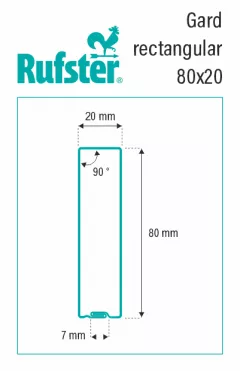 Element rectangular pentru gard, Rufster, dimensiune 80x20 mm, grosime 0.50 mm, finisaj super-poliester, culoare visiniu RAL3005MPR, lungime variabila