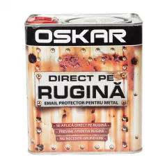 Email tip 3 in 1 pentru metal, cu efect anticoroziv, de grunduire si decorare Oskar direct pe rugina, culoare negru lovitura de ciocan, ambalare 2.5 L