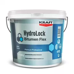 Emulsie bituminoasă pe bază de apă 2 în 1 - membrană flexibilă și substrat hidroizolator, Kraft Hydrolock bitumen flex, ambalare 18 kg