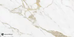Gresie portelanata rectificata, Calacatta Gold, 60 x 120 cm, alba