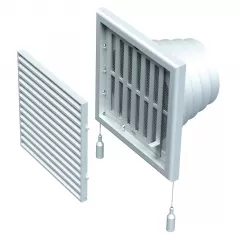 Grila ventilatie cu jaluzea VENTS 187 x 187 mm cu racord &Oslash;100&ndash;110&ndash;120&ndash;150 mm