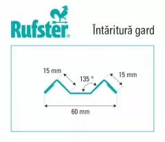 Intaritura pentru gard tip jaluzea, grosime 0,5 mm, lungime 2 m, culoare neagra RAL 9005MS M2P3, vopsita pe ambele fete