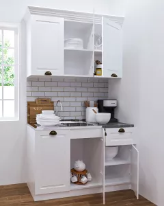 Kit bucatarie MDF Square, 120 cm, 1 sertar, alb antichizat