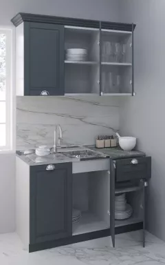 Kit bucatarie MDF Square, 120 cm, 1 sertar, antracit