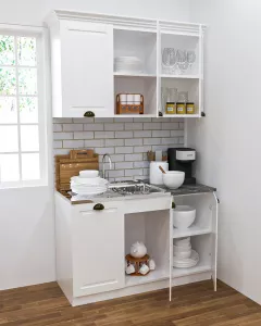 Kit bucatarie MDF Square, 120 cm, alb antichizat