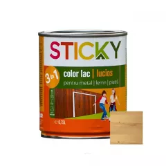 Lac alchidic pentru lemn, metal sau piatra Sticky, interior - exterior, 0.75 L culoare incolor