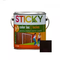 Lac alchidic pentru lemn, metal sau piatra Sticky, interior - exterior, 2.5 L culoare wenge