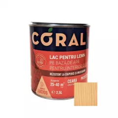 Lac pentru lemn, Coral, pe baza de apa, interior - exterior, 2.5 L culoare incolor
