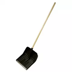 Lopata din plastic, pentru zapada, cu coada de lemn, culoare neagra, 61580