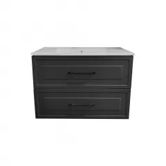 Masca cu lavoar ceramic, Silva 80, culoare negru periat