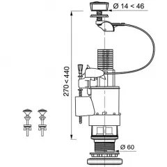 Mecanism Wc dublu prin apasare 3/6L 10950116