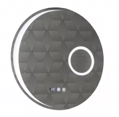 Oglinda cu iluminare LED, funcție dezaburire, ceas, termometru si lupa, MD5, D80 cm