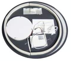 Oglinda cu iluminare LED, funcție dezaburire, ceas, termometru si lupa, MD5, D80 cm