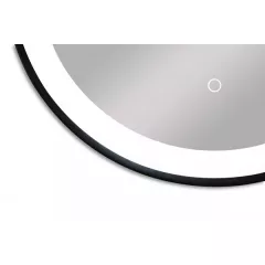 Oglinda cu iluminare indirecta, LED, rama rotunda neagra si curea de prindere, dimensiune 60 x 60 cm, Zl312