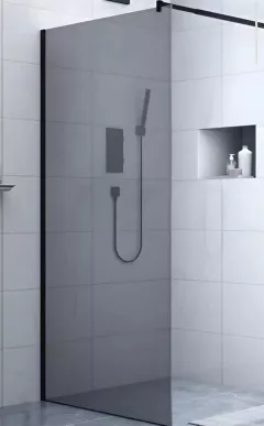 Panouri de dus - Panou dus sticla WI011, fumuriu, grosime sticla 8 mm, 120 cm, profile aluminiu, negru mat, olint.ro