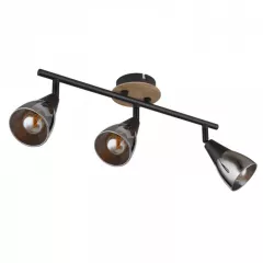 Plafoniera Globo Mubby 54311-3, metal negru, sticla fumurie, 3xE14, L 42 cm