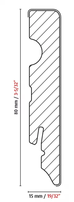 Plinta MDF Neuhofer FU84L FOEI216, 15 x 80 x 2400 mm, culoare gri deschis