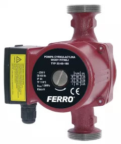 Pompa recirculare Ferro 25-60-180, debit maxim 4,5 m³ h, 100W, 180 mm