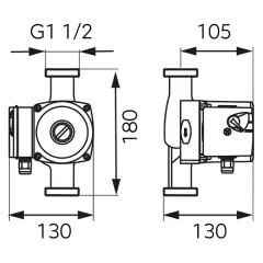 Pompa recirculare Ferro 25-60-180, debit maxim 4,5 m³ h, 100W, 180 mm