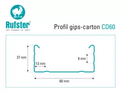 Profil gips carton din tabla zincata Rufster CD60 4 m g=0.5 mm