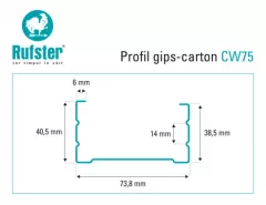 Profil gips carton Rufster din tabla zincata CW75 3 m 0.6 mm grosime