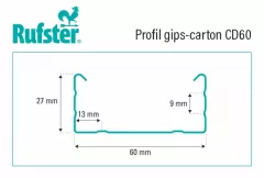 Profile - Profil gips carton Rufster din tabla zincata CD60 3 m 0.6 mm grosime, olint.ro