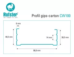 Profil gips carton Rufster din tabla zincata CW100 3 m 0.6 mm grosime