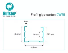Profil gips carton Rufster din tabla zincata CW50 4 m 0.6 mm grosime