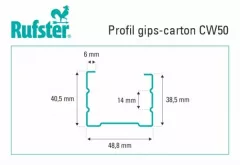 Profile - Profil gips carton Rufster din tabla zincata CW50 4 m 0.6 mm grosime, olint.ro