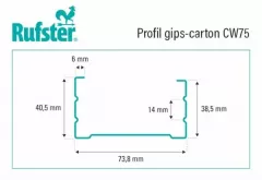Profile - Profil gips carton Rufster din tabla zincata CW75 3 m 0.6 mm grosime, olint.ro