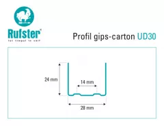 Profil gips carton Rufster din tabla zincata UD30 3 m 0.6 mm grosime