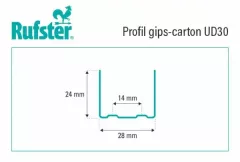 Profile - Profil gips carton Rufster din tabla zincata UD30 3 m 0.6 mm grosime, olint.ro