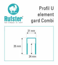 Profil U pentru gard combinat negru 9005 MS, Rufster, grosime tabla 0.5 mm, lungime variabila
