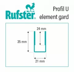 Profil U pentru gard orizontal negru 9005 MS M2P3, Rufster, grosime tabla 0.5 mm, lungime variabila, vopsit pe ambele parti