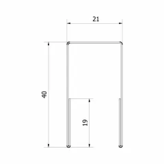 Profil U pentru gard rectangular, grosime tabla 0,50 mm, dimensiuni 40x21 mm, RAL 9005MPR, negru super-poliester, lungime variabila