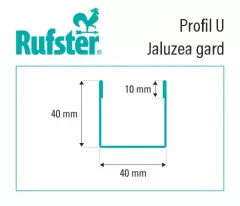 Profil U pentru gard tip jaluzea, grosime tabla 0,50 mm, RAL 9005MS, negru mat structurat, lungime variabila