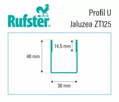 Profil U pentru jaluzea de gard Rufster ZT125, grosime tabla 0,50 mm, dimensiuni 30 x 40 mm, RAL 7016 MS, gri-grafit mat structurat, lungime variabila, vopsit pe ambele fete