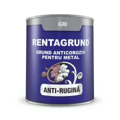 Rentagrund, grund anticoroziv pentru suprafete metalice, culoare gri, ambalare 0.75 L