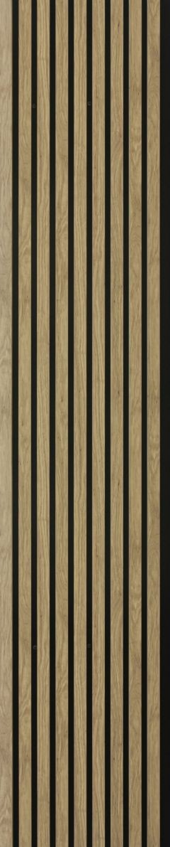 Riflaj MDF acustic, 600 x 2600 mm, culoare stejar, 1.56 m2