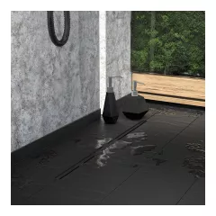 Rigola pentru dus slim, negru Laveo 50 cm COS 750D