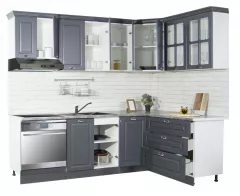 Set bucatarie colt MDF Square, 240x140 cm, antracit