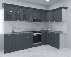 Set bucatarie colt MDF Square, 300x140 cm, antracit